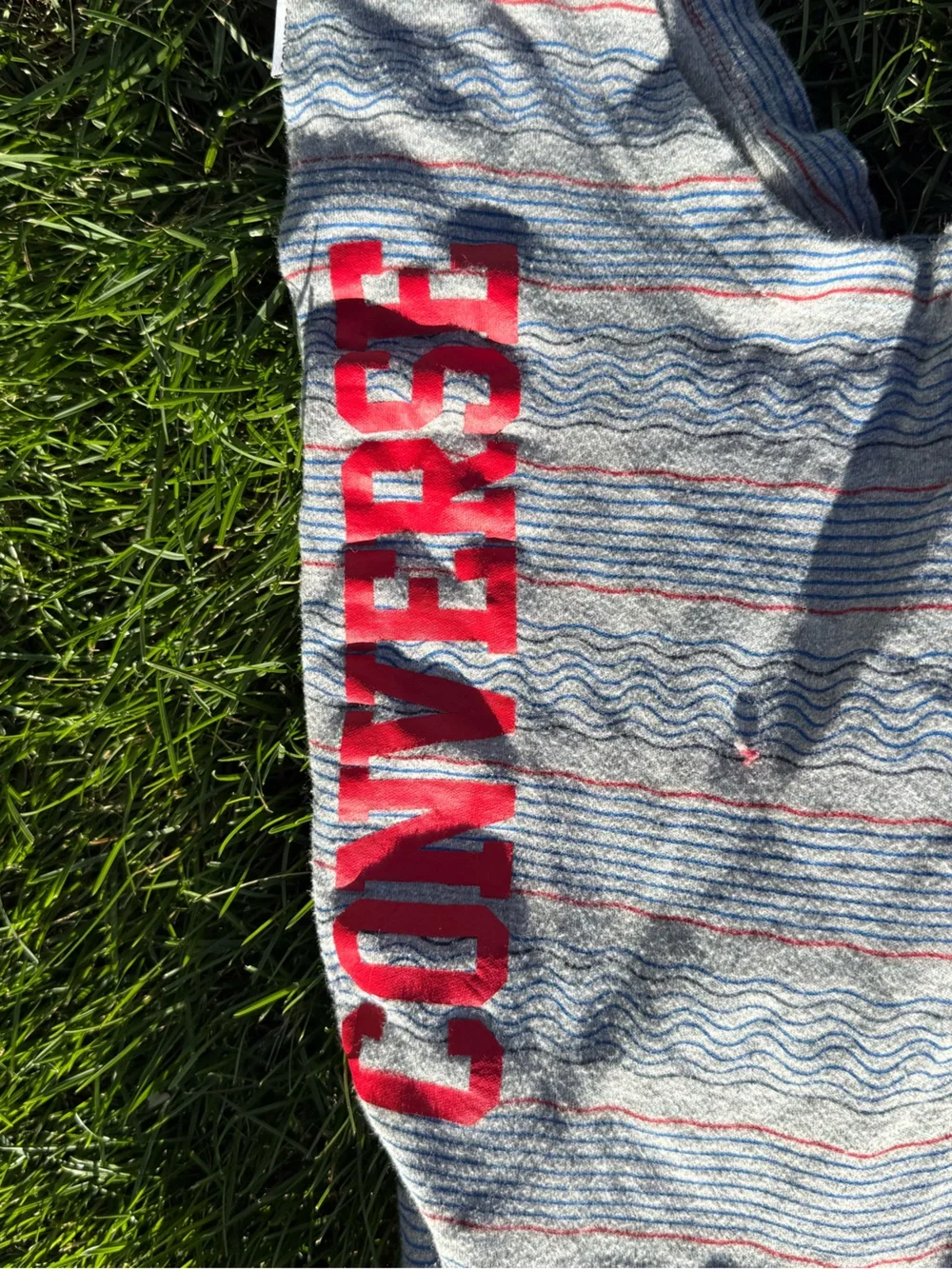 Converse Gray with Red Striped Baby One-Piece